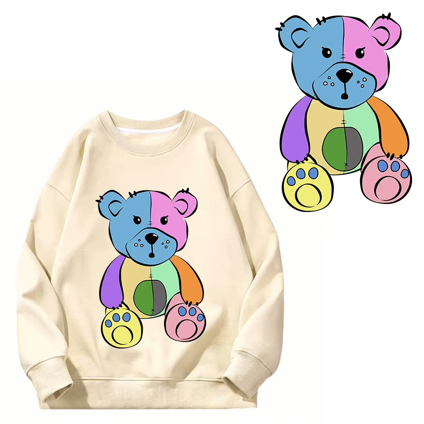 Adorable Cartoon Bears Iron-On Transfers for Stylish Clothing - Customizable, Washable, and Eco-Friendly!