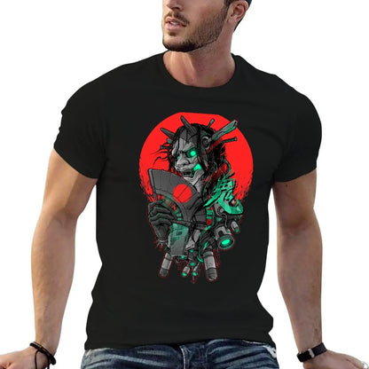 Hannya Mecha Dark Edition T-Shirt - Embrace the Cyberpunk Horror Style for Everyday Comfort