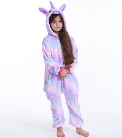 Cozy Unicorn Kigurumi Onesie - Hooded Pajamas for Kids and Adults - Perfect Winter Sleepwear!