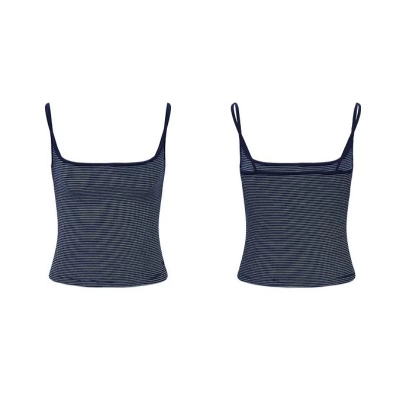 Womens Striped Camisole Tank Top Slim Fit Spaghetti Strap Sexy Crop Top Stretch Casual Basic Summer ...