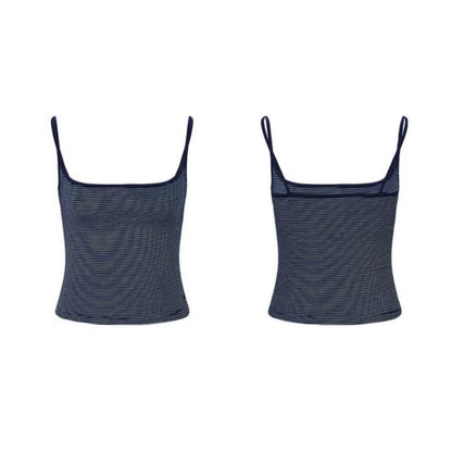 Womens Striped Camisole Tank Top Slim Fit Spaghetti Strap Sexy Crop Top Stretch Casual Basic Summer ...