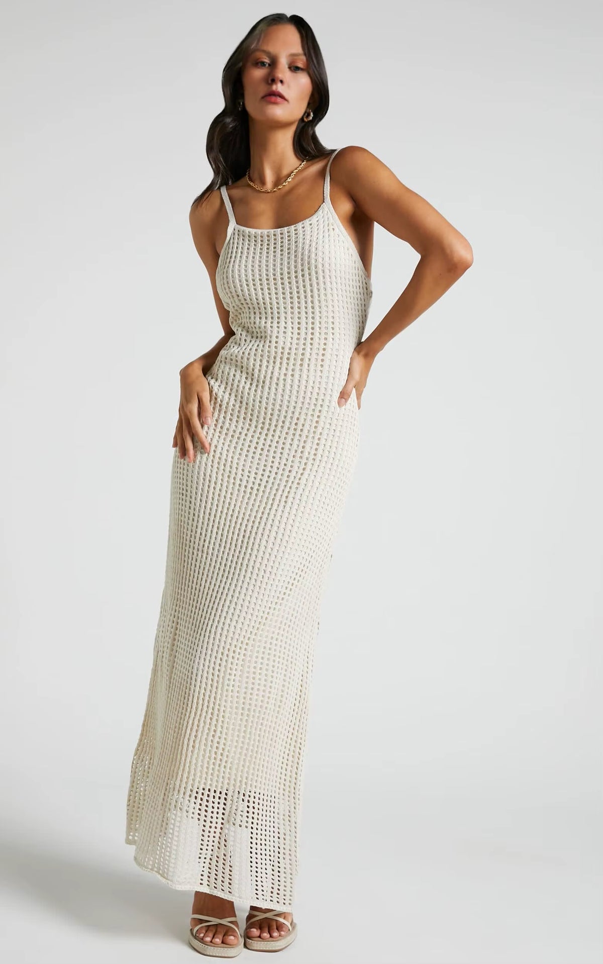 Elevate Your Summer Wardrobe with Our Custom Strapless Crochet Knit Maxi Dress - Breathable Chiffon for Effortless Style