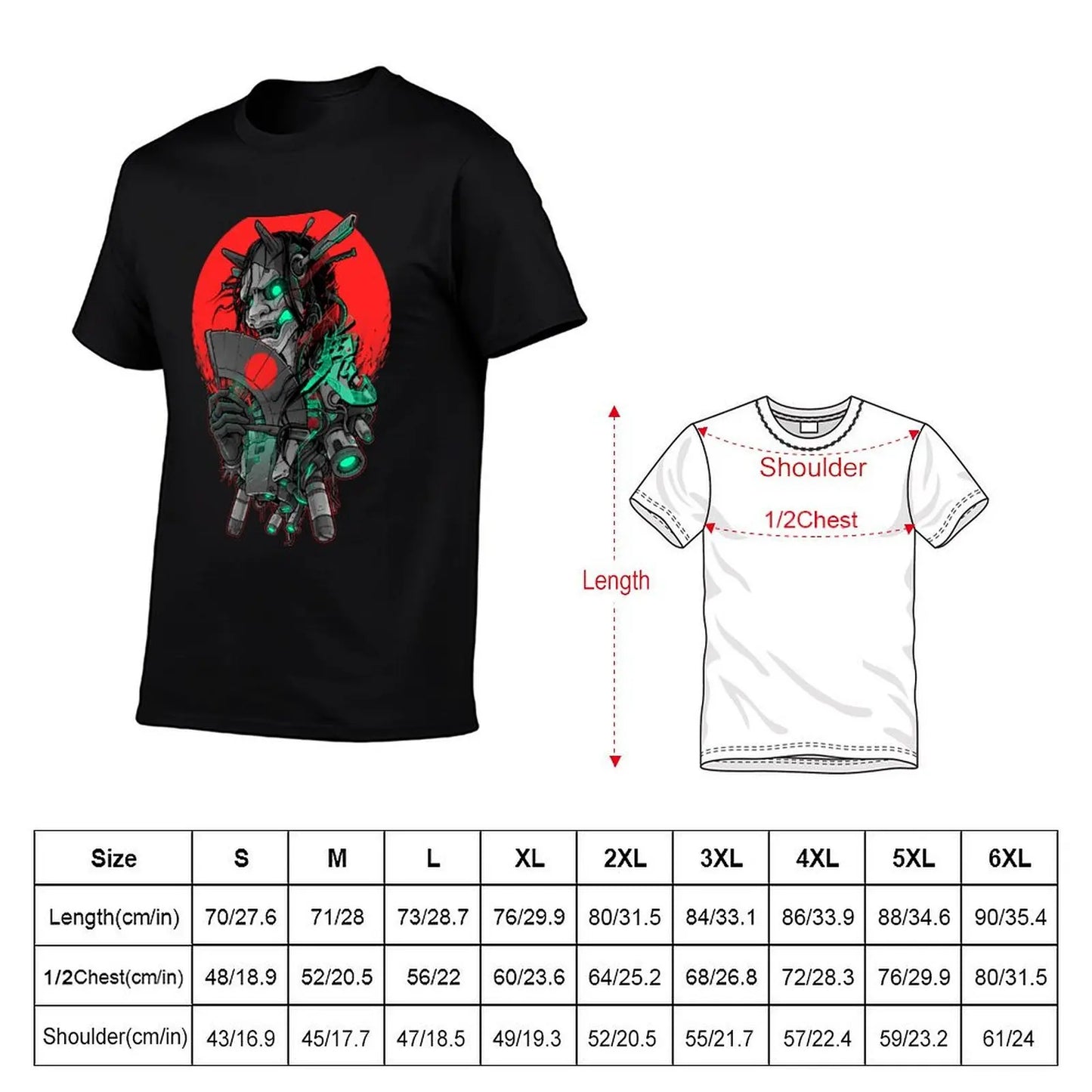 Hannya Mecha Dark Edition T-Shirt - Embrace the Cyberpunk Horror Style for Everyday Comfort
