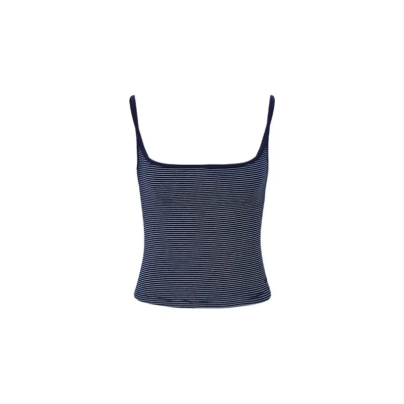 Womens Striped Camisole Tank Top Slim Fit Spaghetti Strap Sexy Crop Top Stretch Casual Basic Summer ...