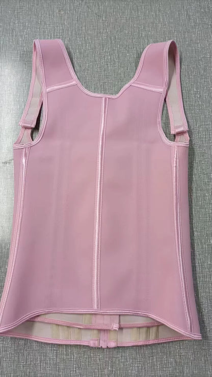 Transform Your Figure with the Adjustable Shoulder Strap Body Shaper - Extreme Compression Pink Waist Trainer