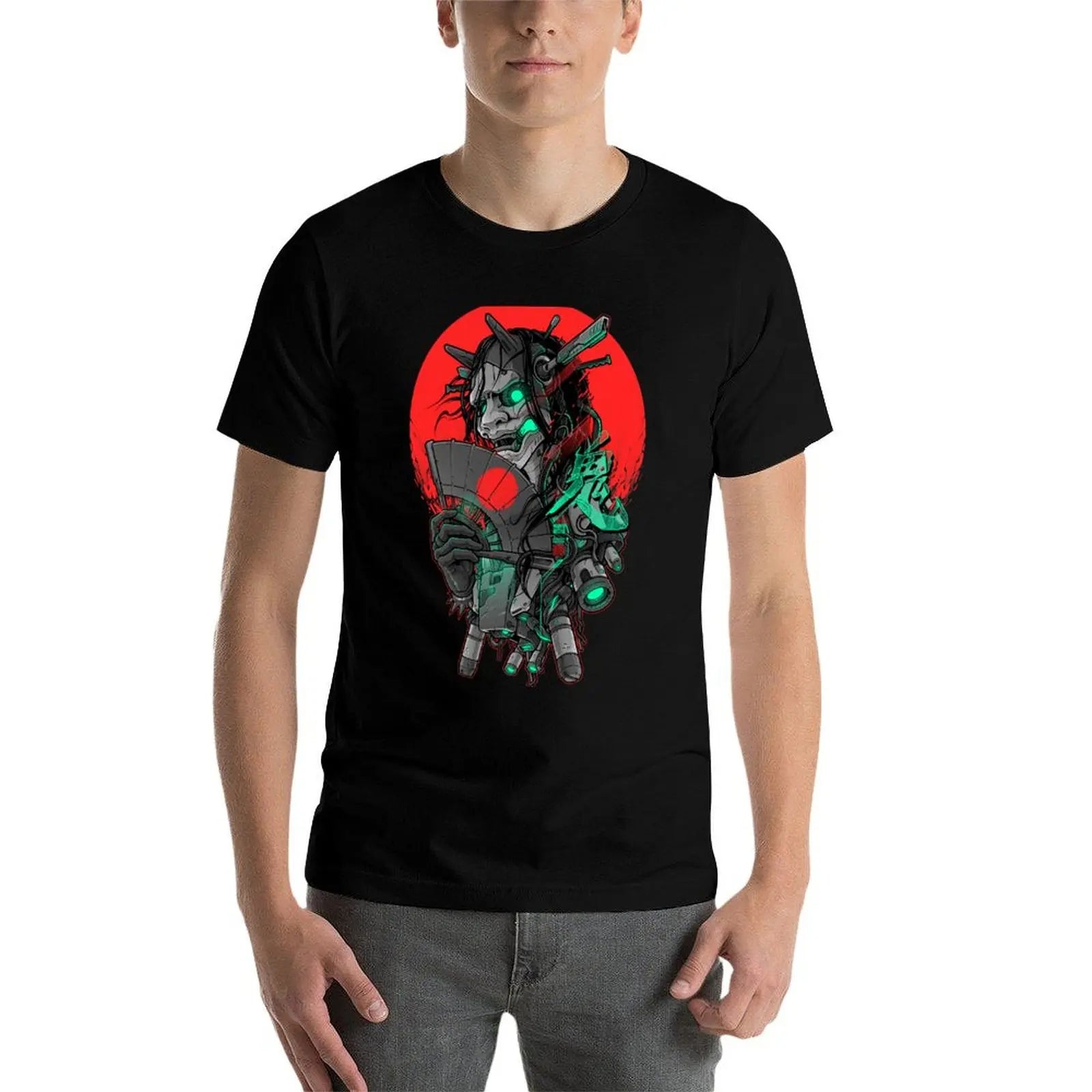 Hannya Mecha Dark Edition T-Shirt - Embrace the Cyberpunk Horror Style for Everyday Comfort