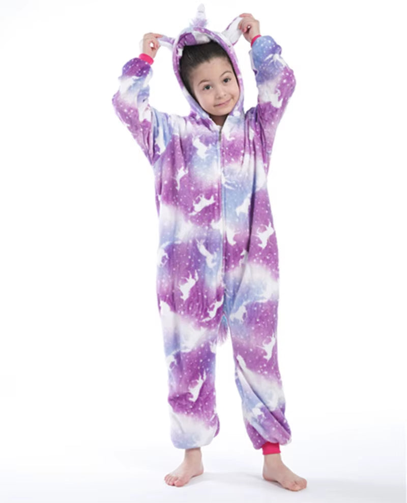 Cozy Unicorn Kigurumi Onesie - Hooded Pajamas for Kids and Adults - Perfect Winter Sleepwear!