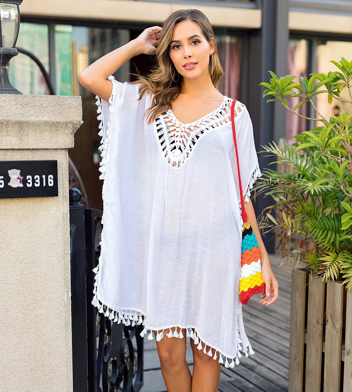 Stylish Hand-Crochet Tassel Backless Beach Cover-Up for Women - Factory Wholesale