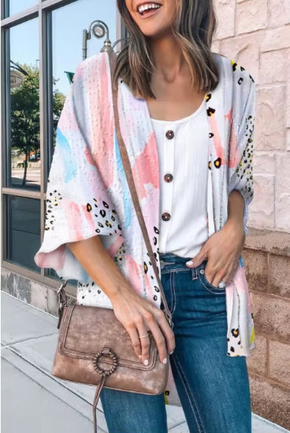 New European and American Women'S Chiffon Printed Sunscreen Clothes with No Buckle Top