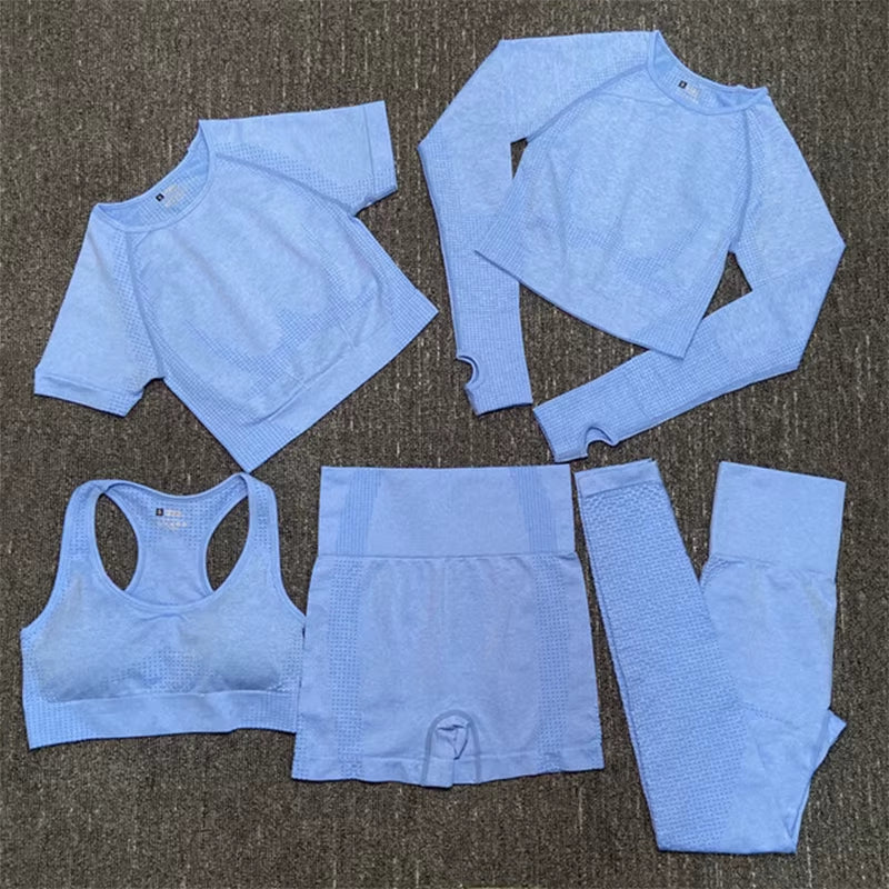 Elevate Your Workout with Our 5-Piece Seamless Yoga Set for Women – Ultimate Comfort and Style