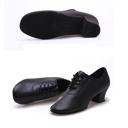 Women'S Cowhide Latin Dance Shoes Soft-Soled Ballroom Dancing Training Shoes Adult Square Ballroom D...