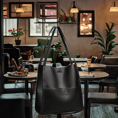 2025 New Brand Women'S Retro Bucket Bag High Quality Soft Leather Handbag Large Capacity Durability ...