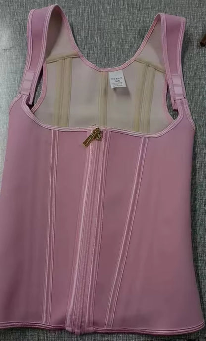 Transform Your Figure with the Adjustable Shoulder Strap Body Shaper - Extreme Compression Pink Waist Trainer