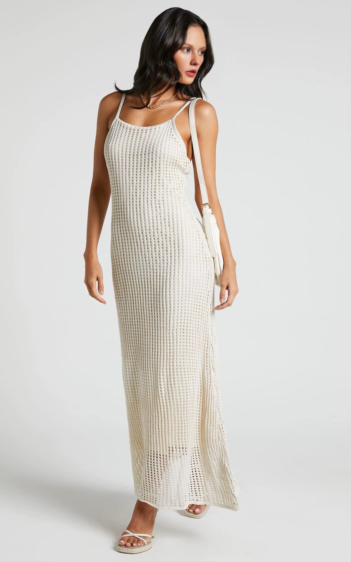 Elevate Your Summer Wardrobe with Our Custom Strapless Crochet Knit Maxi Dress - Breathable Chiffon for Effortless Style