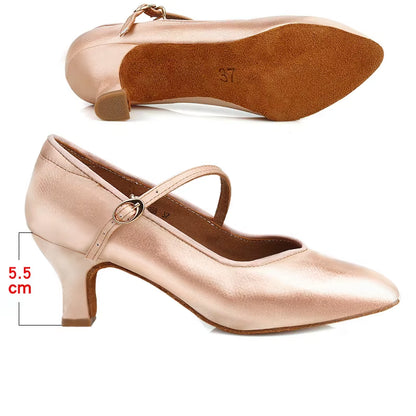 Ballroom Dancing Shoes China Modern Shoes Ladies Middle Heels Soft Soles Shoes Ladies Fur Soles Walt...