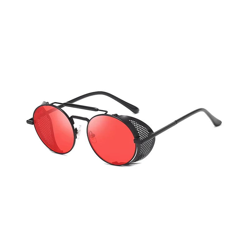 Trendy Round Steampunk Sunglasses for Men and Women - Lightweight Metal Frame with UV400 Protection in Stylish Gold Finish