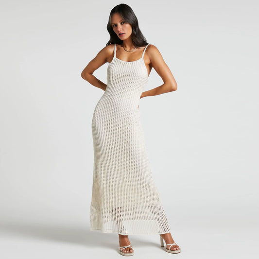 Elevate Your Summer Wardrobe with Our Custom Strapless Crochet Knit Maxi Dress - Breathable Chiffon for Effortless Style